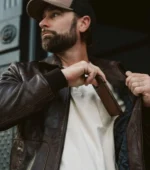 Maverick Leather Bomber Jacket For Men - BROWN