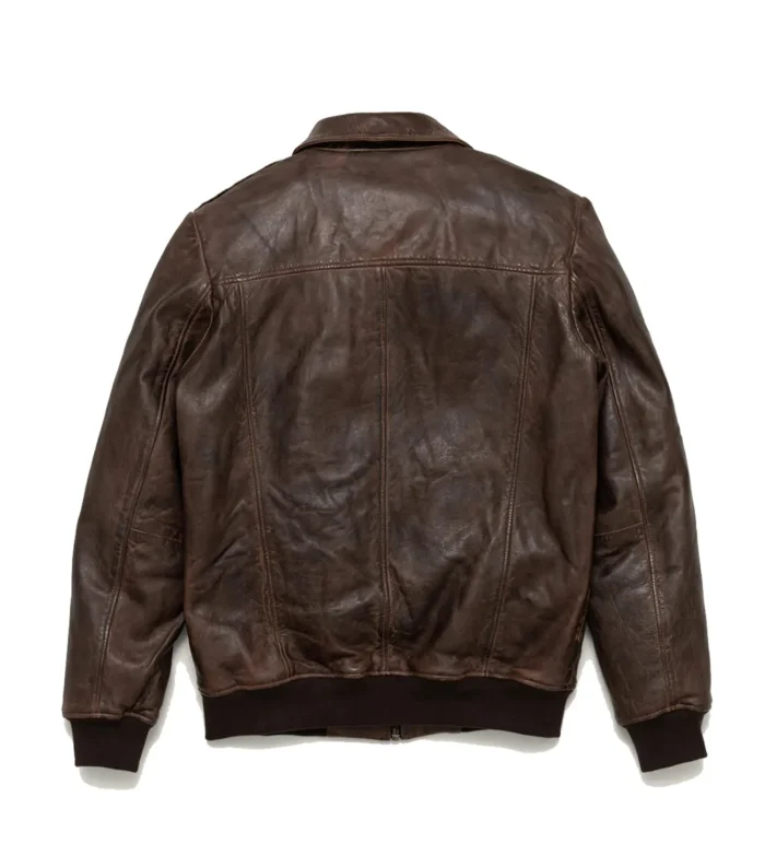 Maverick Leather Bomber Jacket For Men - BROWN