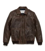 Maverick Leather Bomber Jacket For Men - BROWN