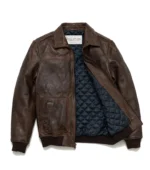 Maverick Leather Bomber Jacket For Men - BROWN