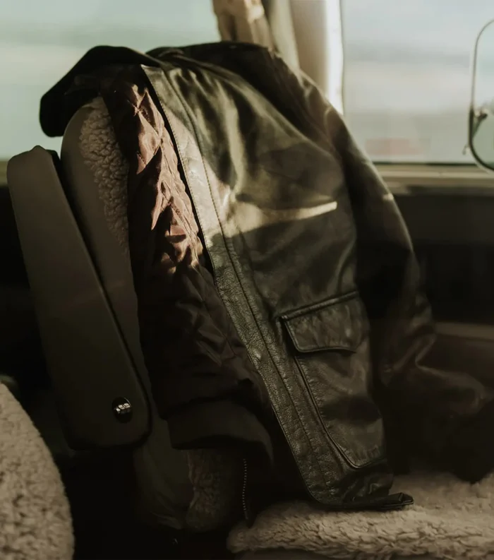 Leather Bomber Jacket For Men Distressed Black