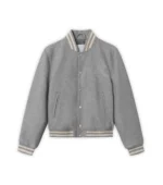 Varsity Wool Jacket For Men - Grey