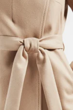 Women Wool Blazer Belted Wrap Coat - Beige