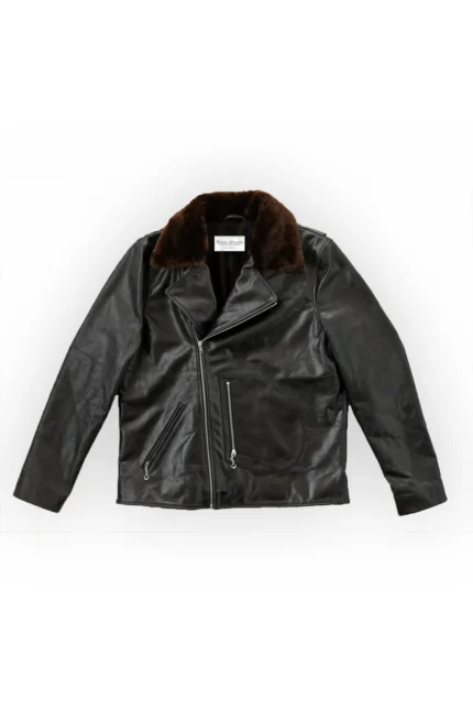 Cafe Racer Jacket Leather Biker Jacket D-Pocket - Black