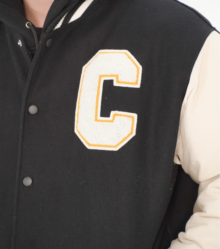 Varsity Jacket Kicks Geek Letterman Jacket - Black