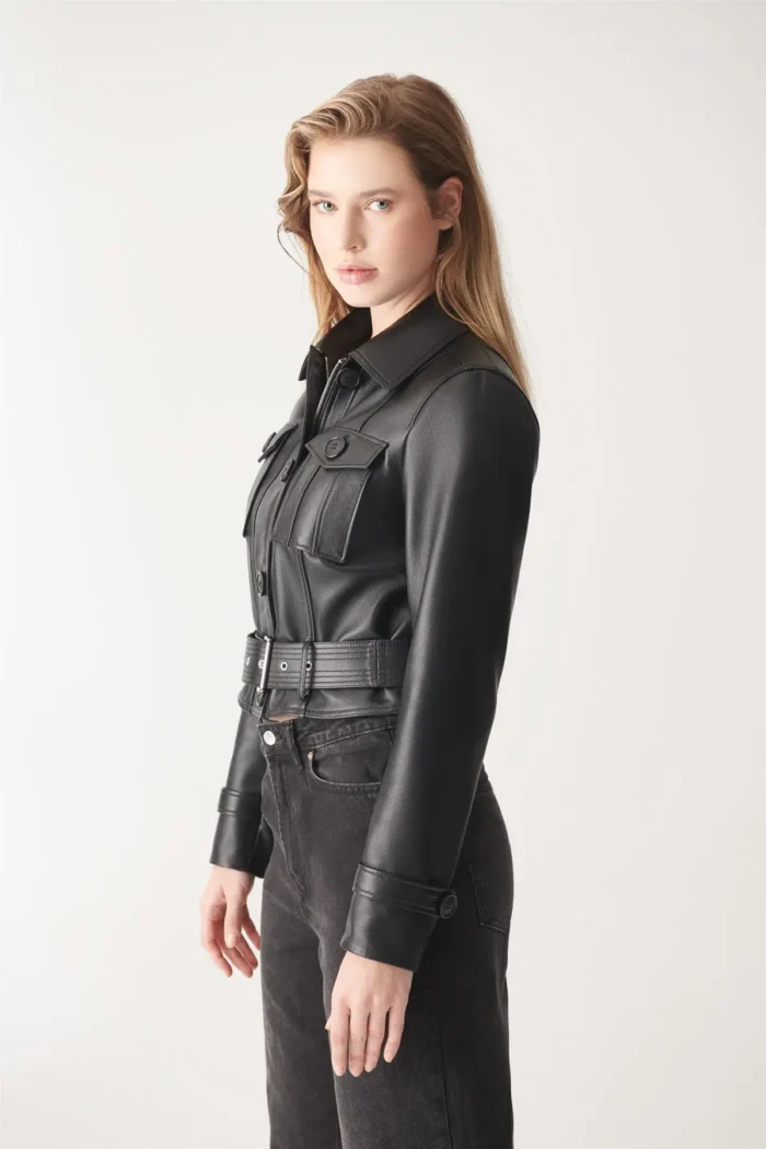 Sport Leather Jacket AMARA For Women - Black