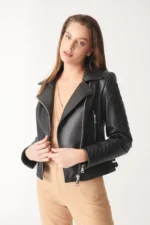 Biker Leather Jacket EVA For Women - Black