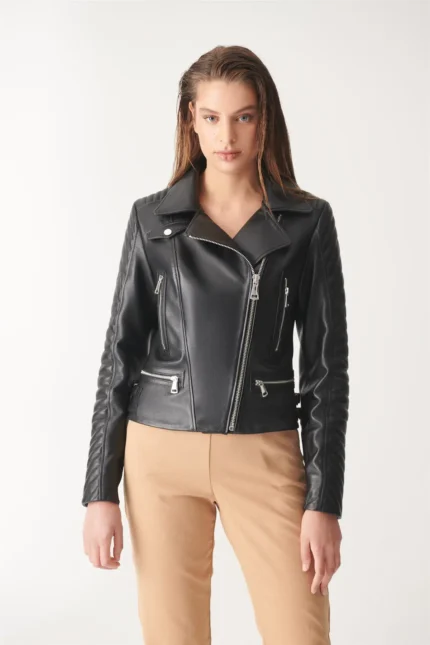 Biker Leather Jacket EVA For Women - Black