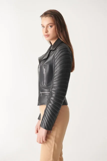 Biker Leather Jacket EVA For Women - Black