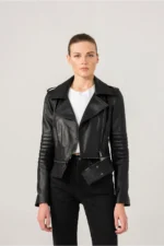 Biker Leather Jacket Sandra Women Leather Jacket - Black