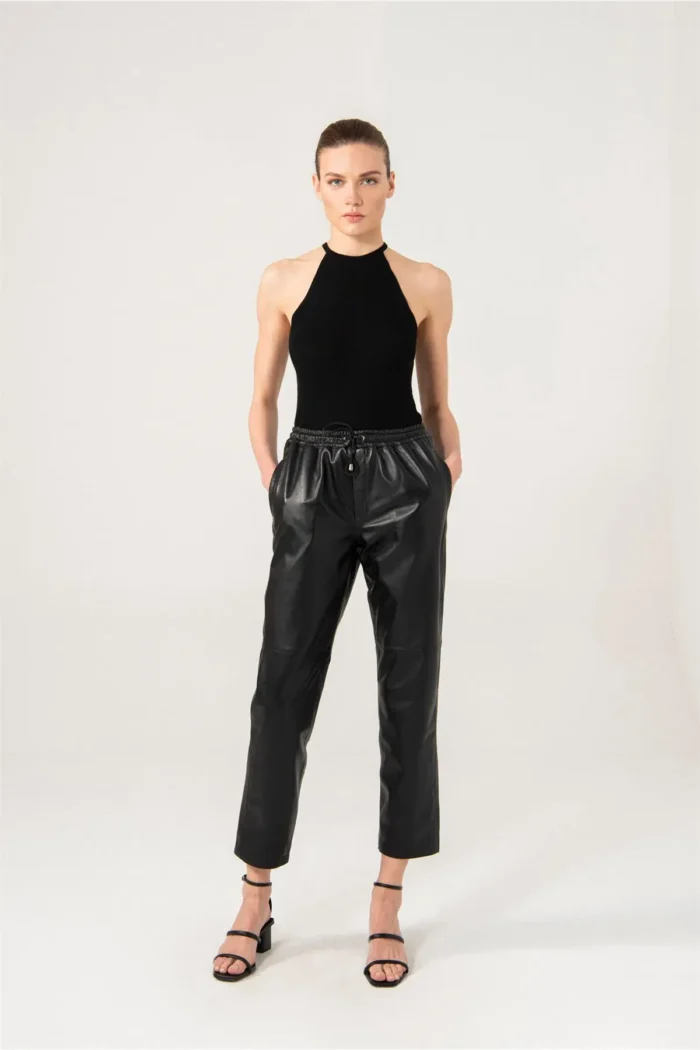 Women Leather Pants SIENNA Leather Trouser - Black