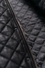Quilted Leather Jacket Highland Leather Puffer Jacket - Black