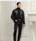 Leather Bomber Jacket Drayton Jacket - Black
