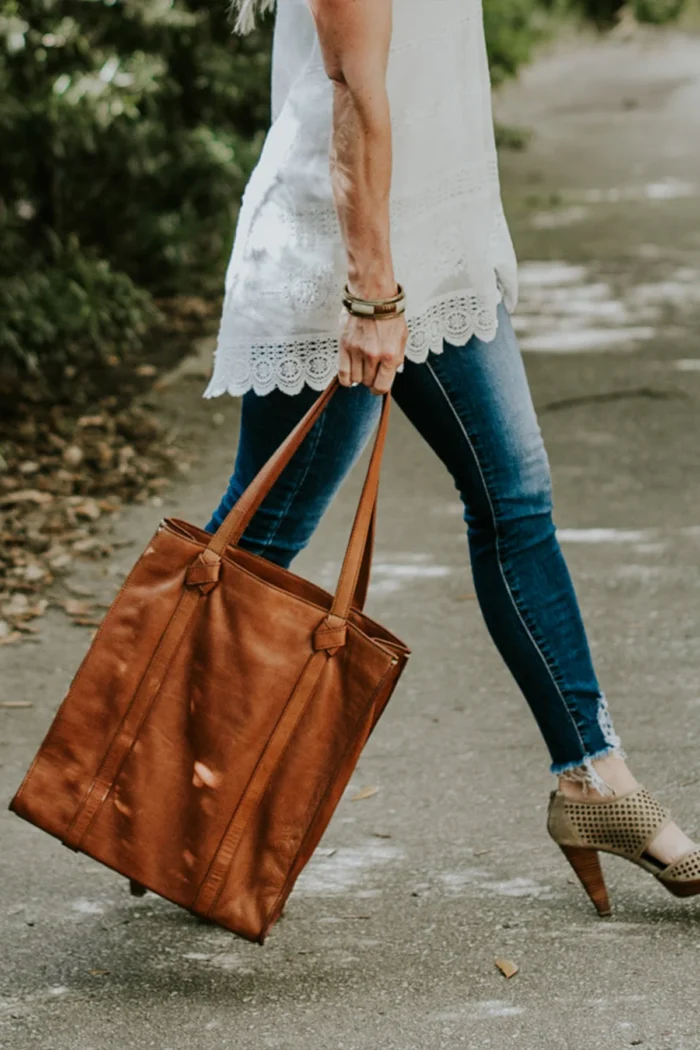 Leather Tote Bag Chelsea Women Shopping Totes - Brown
