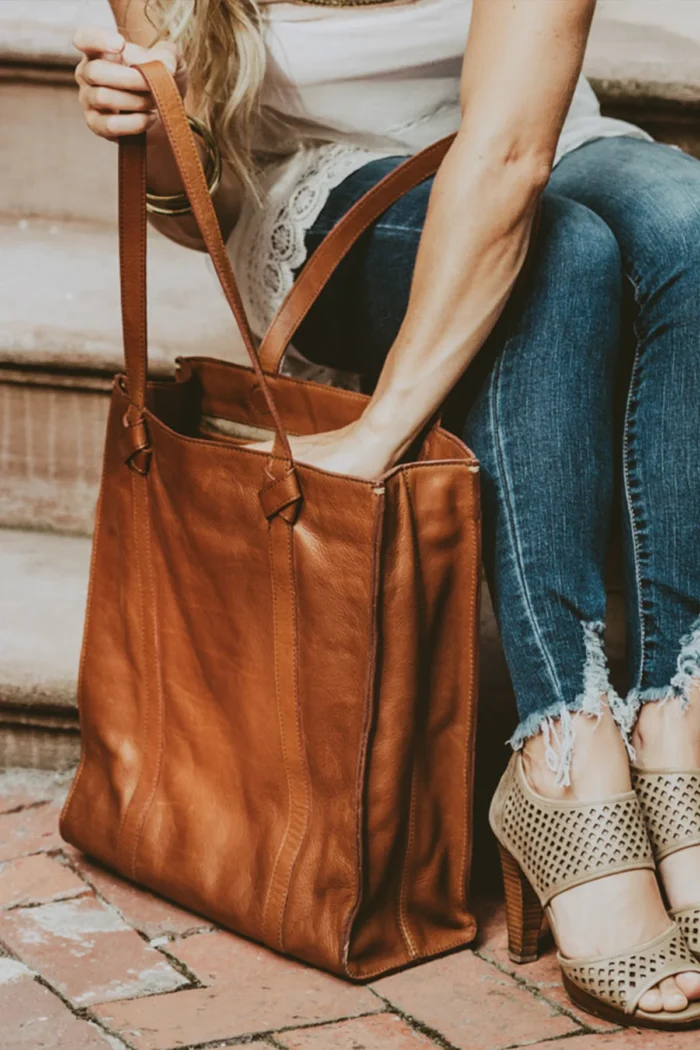 Leather Tote Bag Chelsea Women Shopping Totes - Brown