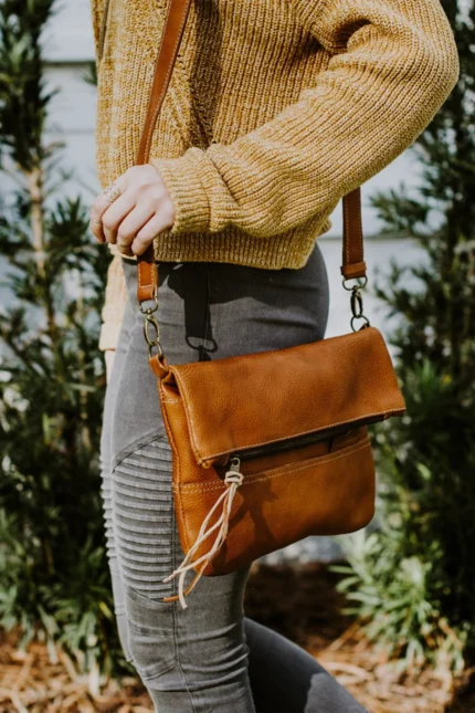 Women Leather Purse Crossbody Clutch Purse - Brown