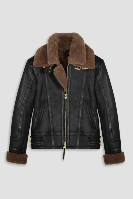 Shearling Leather Jacket Bronx Men Shearling Jacket - Black