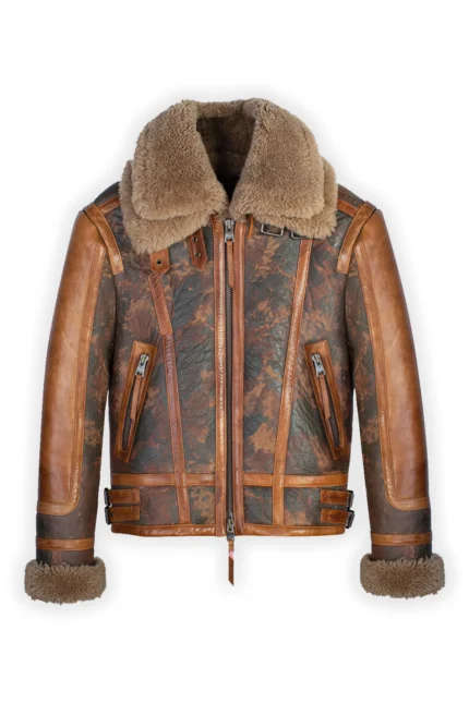 Men Shearling Jacket Bronx Shearling Leather Jacket - Brown