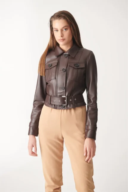 Women Leather Jacket – AMARA Claret Red Edition