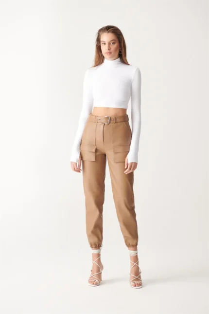 Sport Leather Pants BECCA For Women - Brown