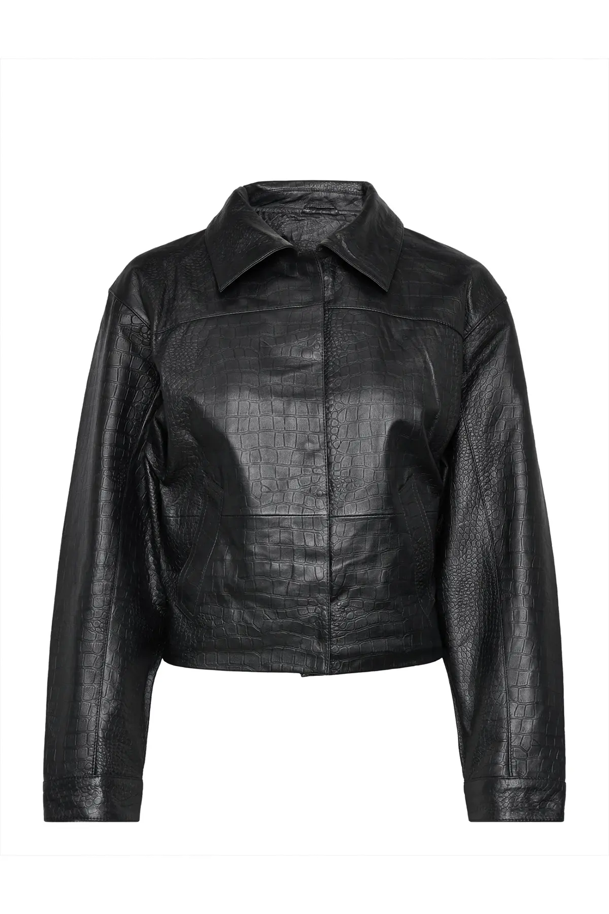 Women Leather Jacket Dakota Croco - Black