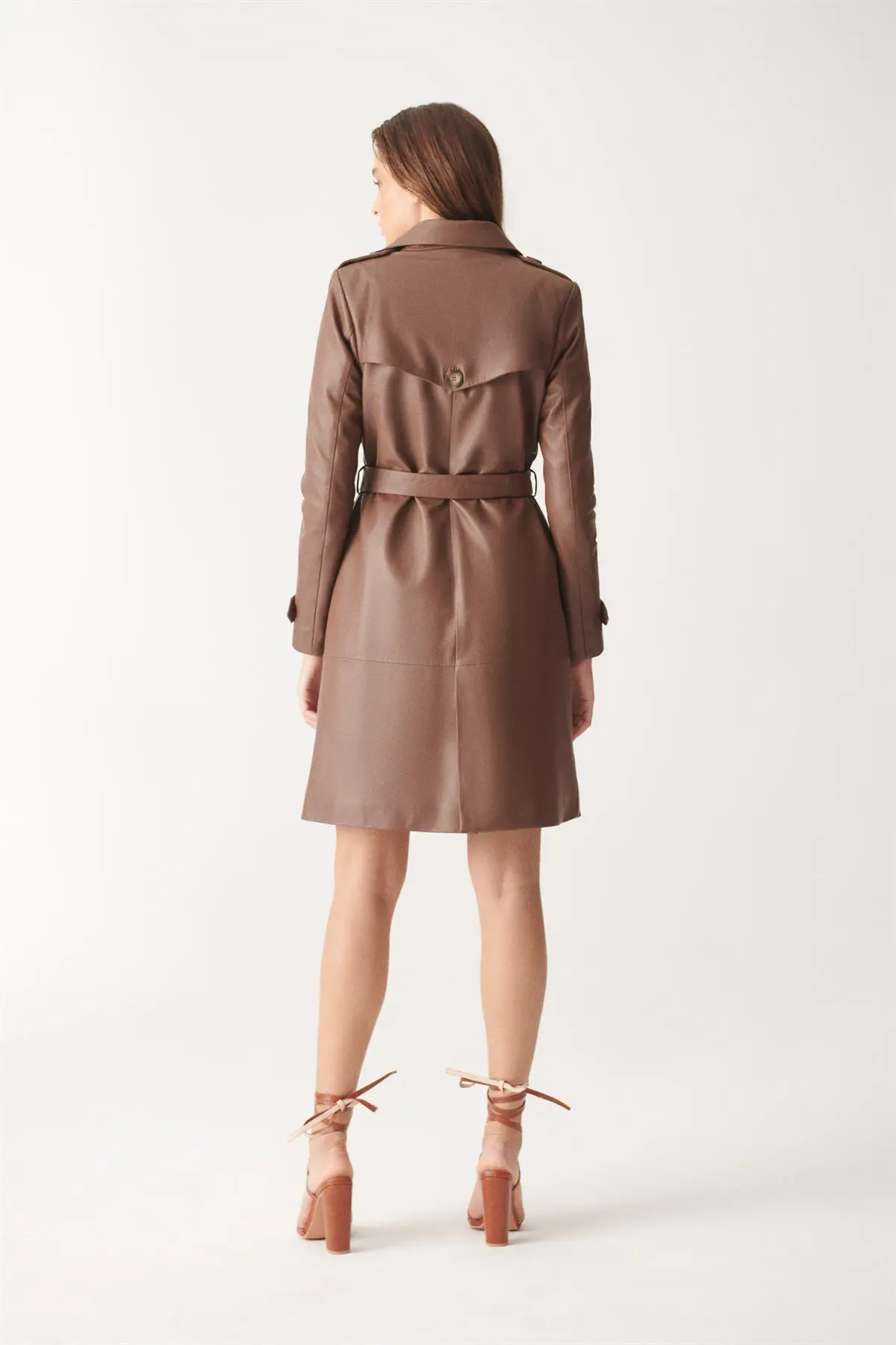 Women Leather Coat ELISA Trench Coat - TAN