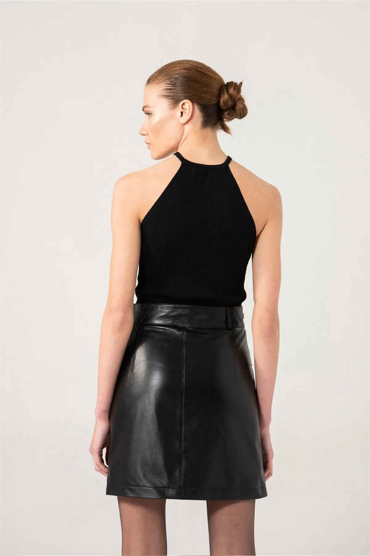 Isabella Leather Mini Skirt for Women – Black