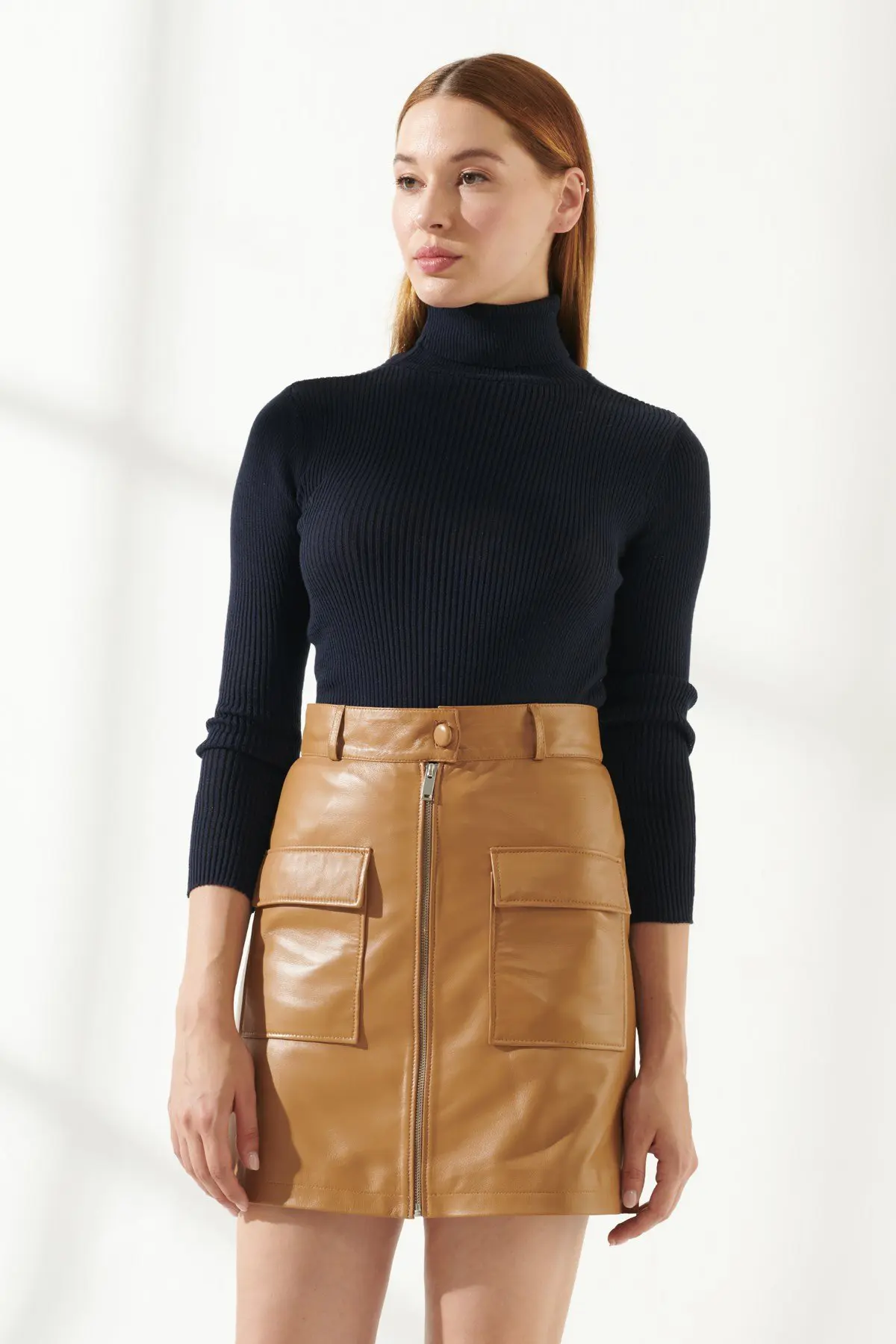 Leather Mini Skirt Isabela Women Leather Skirt - Brown