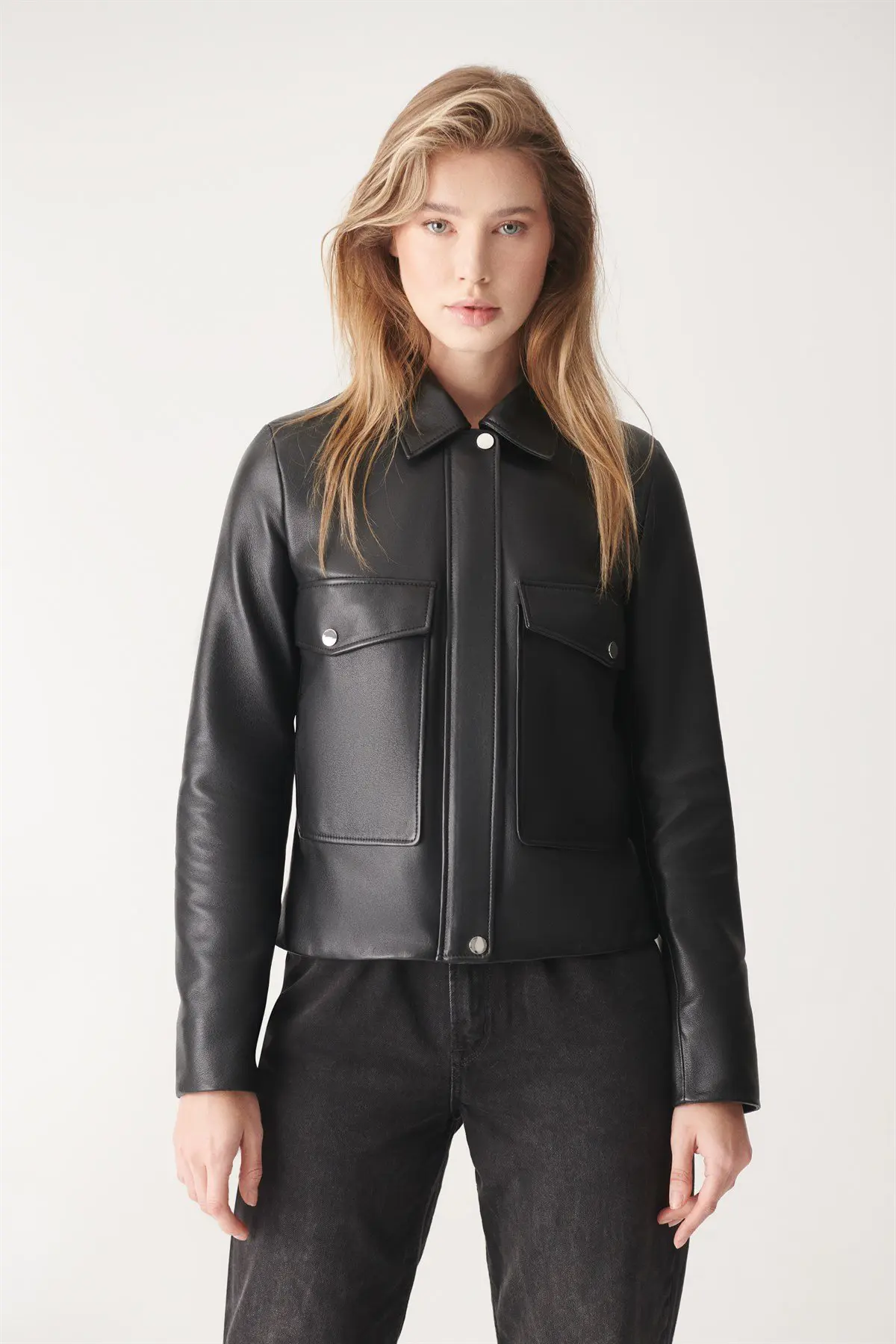 Women Leather Jacket JULIET Leather Sport Jacket - BLACK