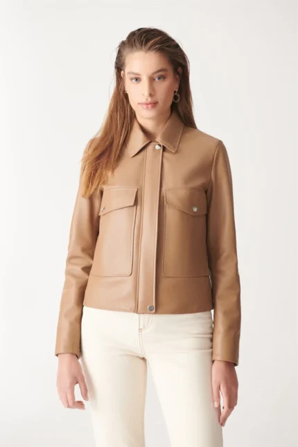 Women Leather Jacket JULIET Leather Sport Jacket - BROWN