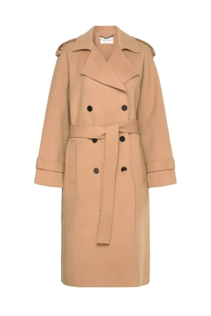 Winter Trench Coat For Women Wool Trench Coat- Beige