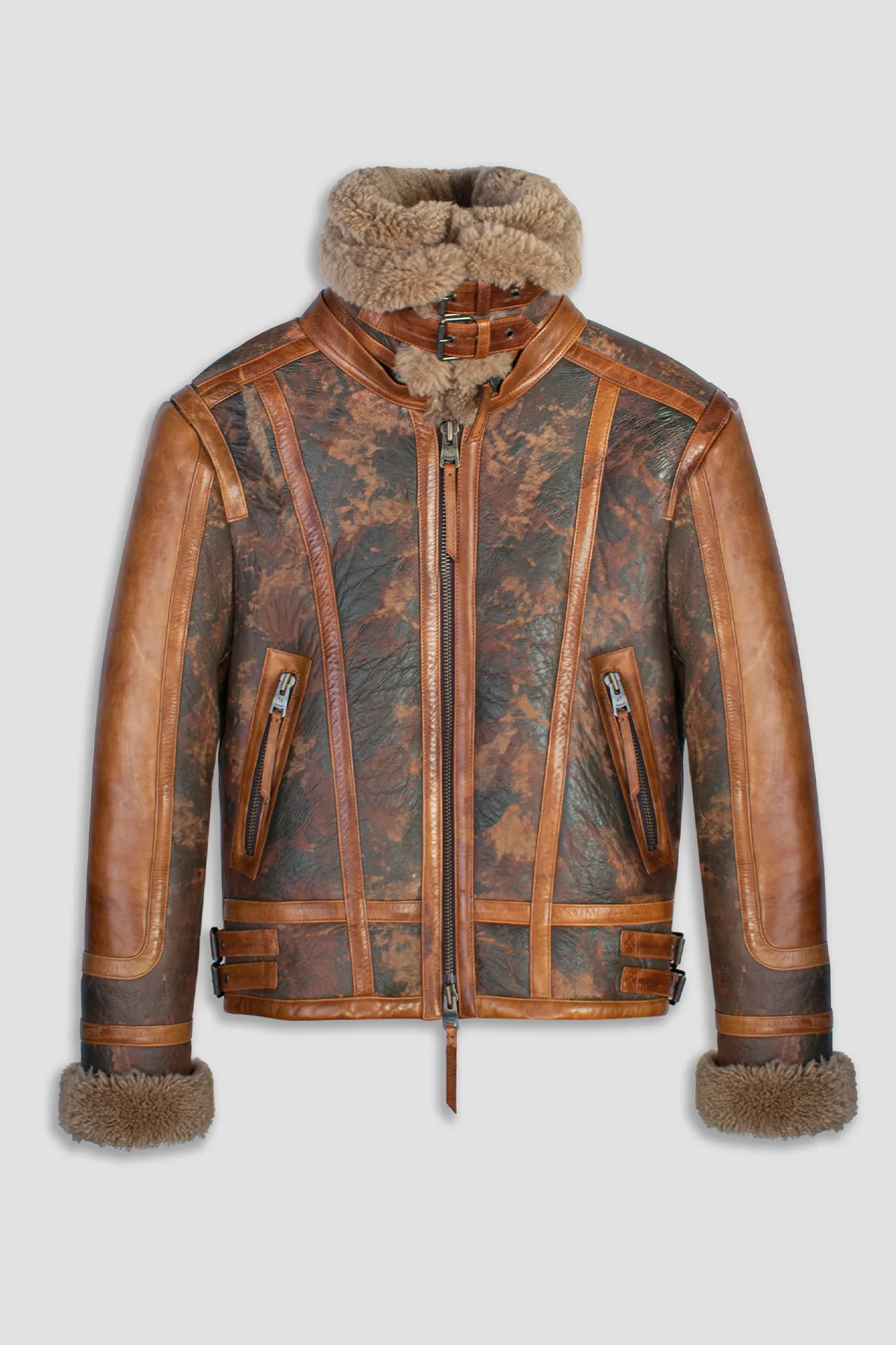 Men Shearling Jacket Bronx Shearling Leather Jacket - Brown