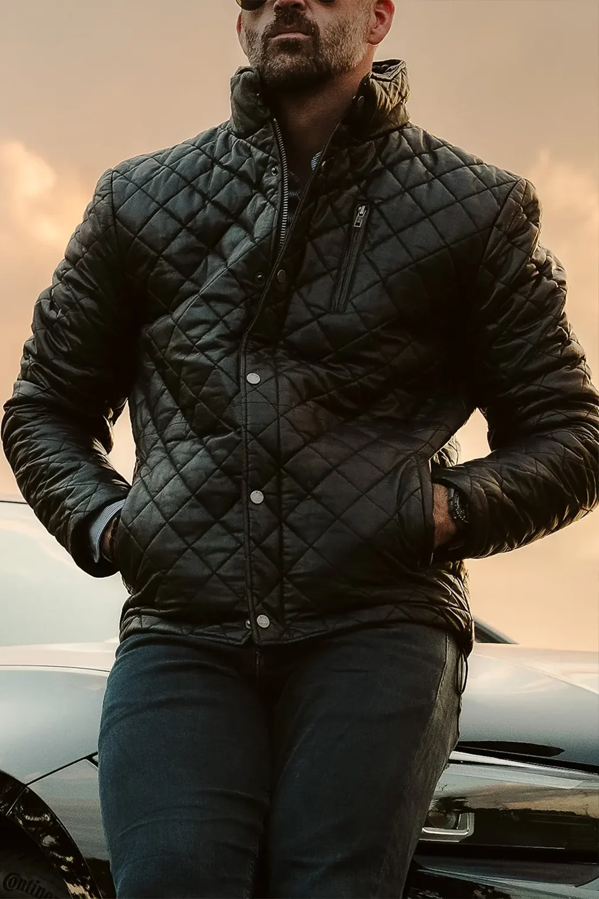 Quilted Leather Jacket Highland Leather Puffer Jacket - Black