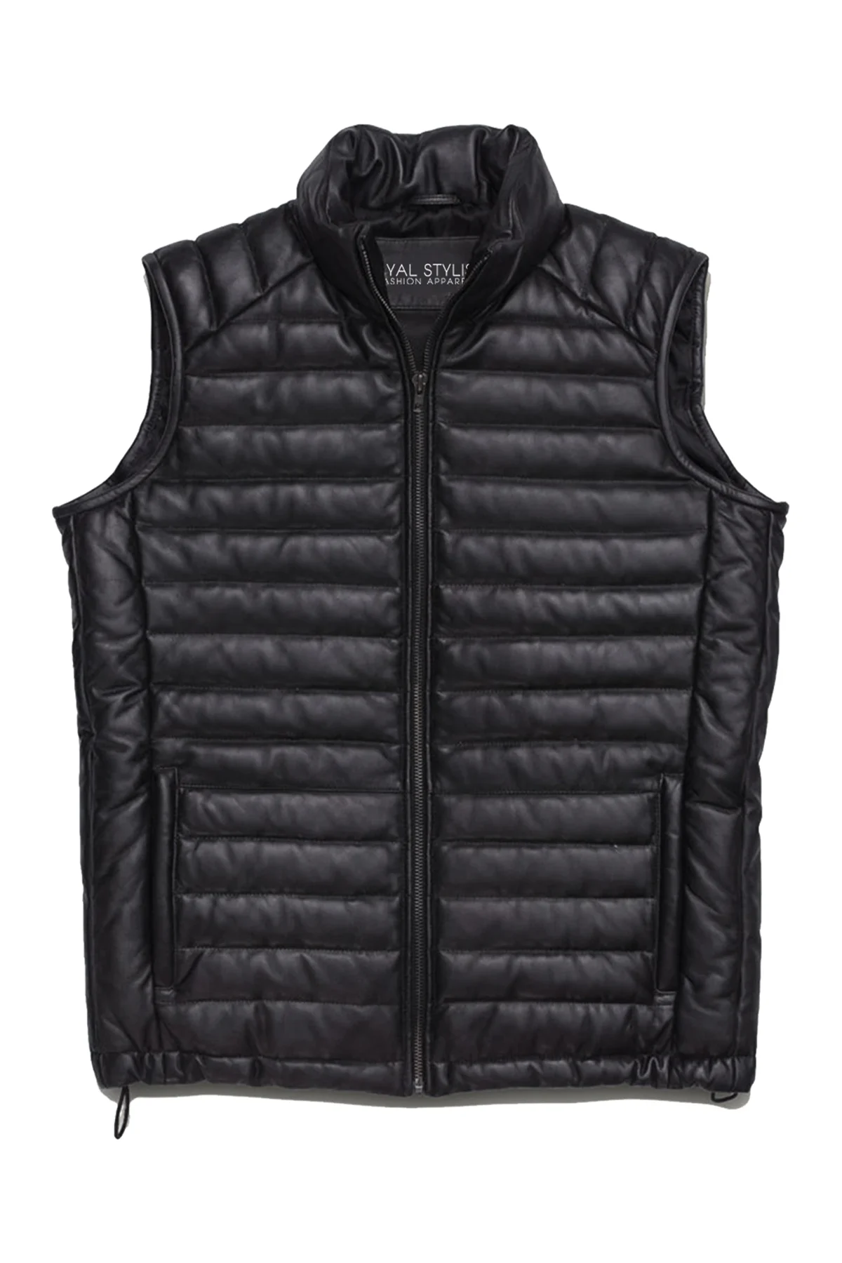 Mens-puffy-vest-black-leather-vintage_2000x Leather Down Vest Vintage Leather Puffer Gilet - Black