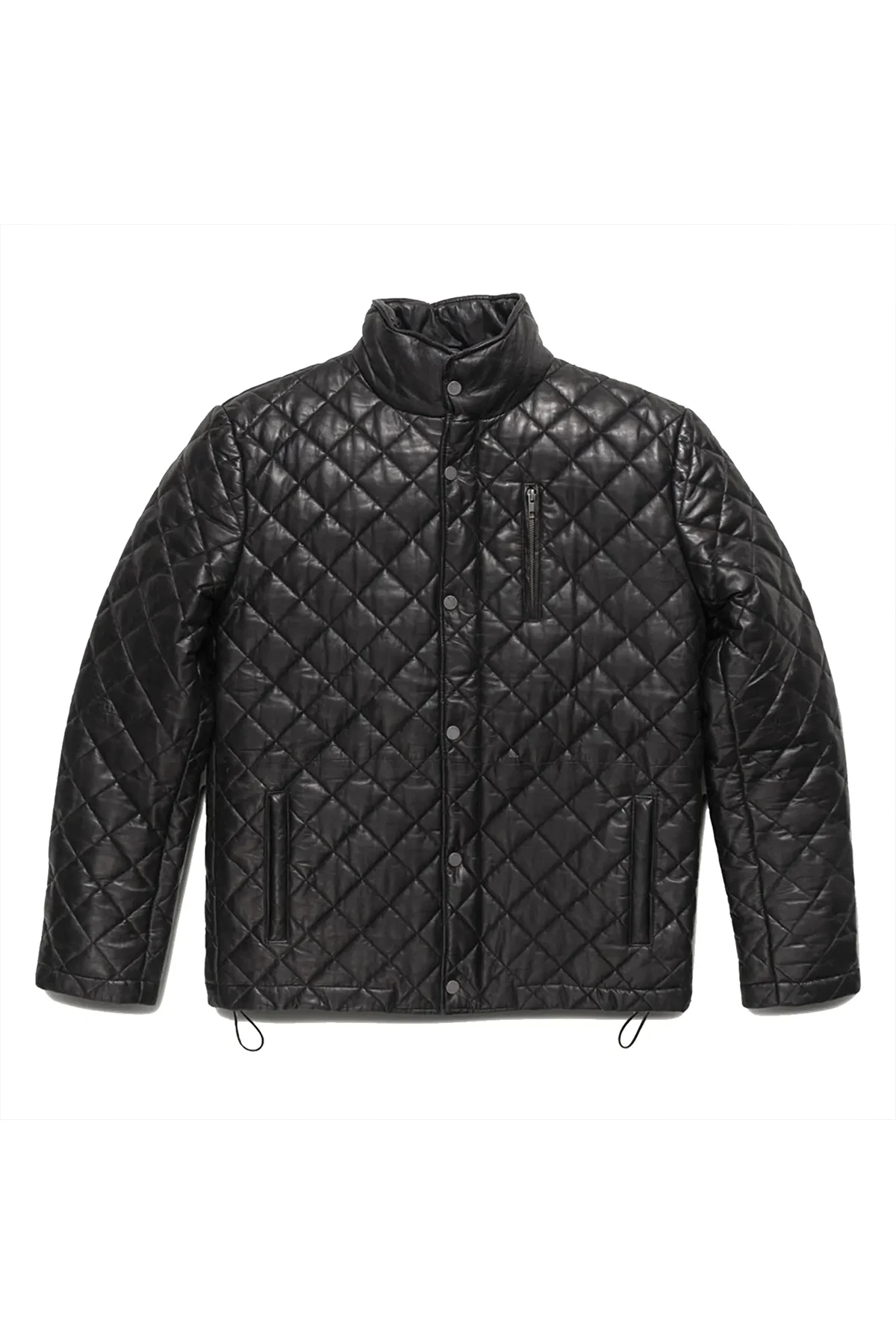 Quilted Leather Jacket Highland Leather Puffer Jacket - Black