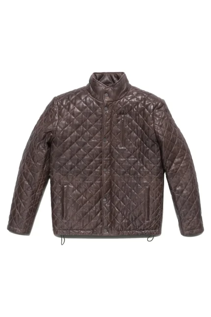 Quilted Leather Jacket Highland Leather Puffer Jacket - Brown