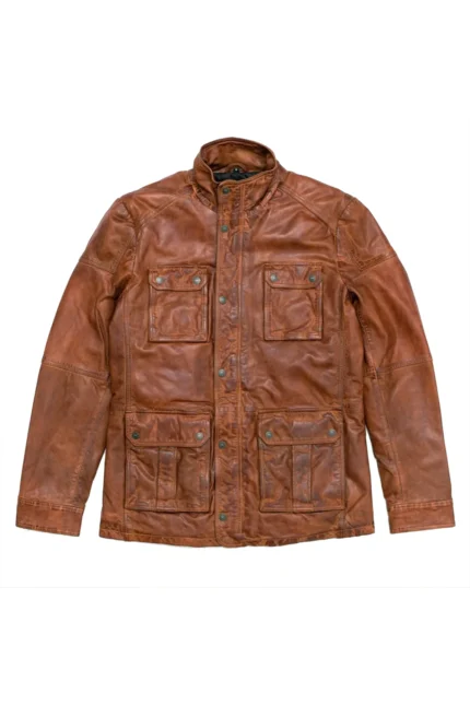 Men Leather Jacket Theodore Vintage Jacket - Brown
